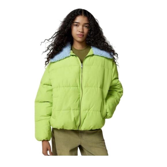 Urban Outfitters Jackets & Blazers - Urban Outfitters | Size L Duckie Faux Shearling Collar Puffer Jacket Lime Green